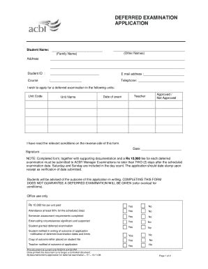 Fillable Online Deferred Examination Application Rackcdn Fax