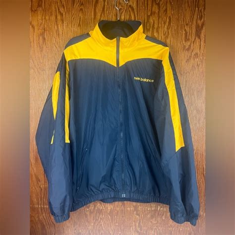 New Balance Jackets And Coats Mens New Balance Windbreaker Xl Blue Yellow Retro Vintage Poshmark