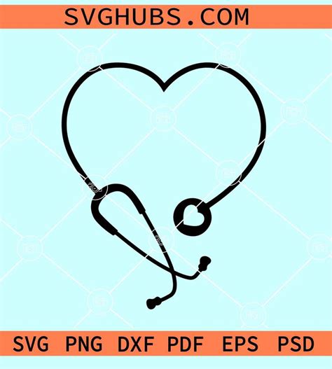 Stethoscope Heart Svg Stethoscope Heart Shape Svg Nurse Stethoscope Svg Nurse Life Svg