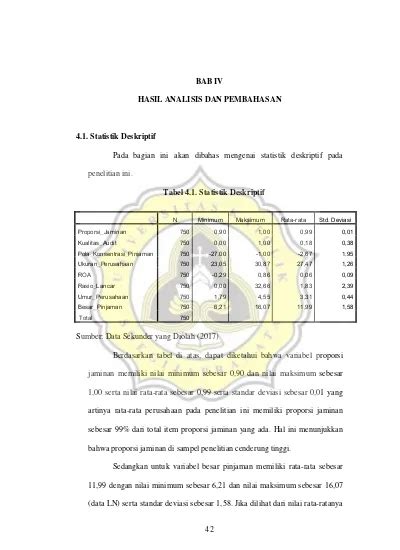 BAB IV HASIL ANALISIS DAN PEMBAHASAN Tabel 4 1 Statistik Deskriptif