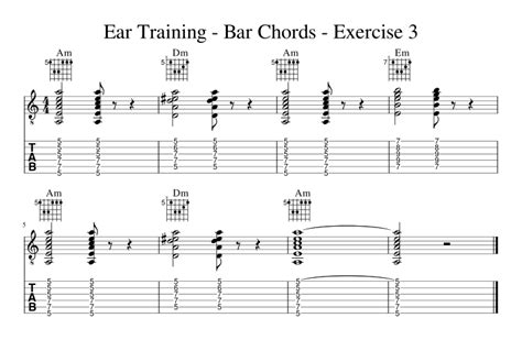 Ear Training Bar Chords Dougsnotes