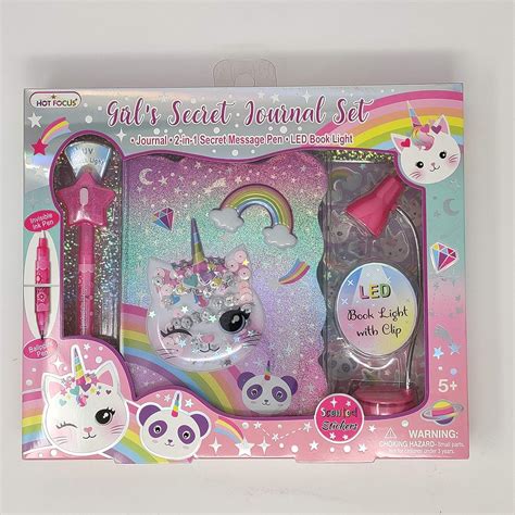 Hot Focus Cat Air Bubble W Sequins Secret Diary With Led Book Light Invisible Ink Pen And