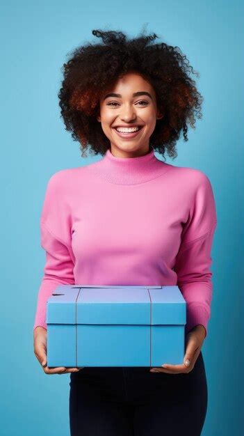 Premium Ai Image African Black Woman Holding A Box