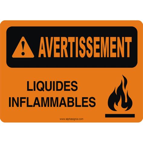 Affiche De Sécurité Avertissement Liquides Inflammables