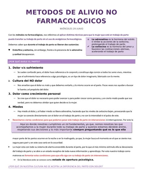 Alivio No Farmacologico Apunte METODOS DE ALIVIO NO FARMACOLOGICOS