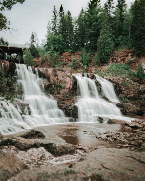 Beautiful Waterfall At The Gooseberry Falls State Park In Grand Marais