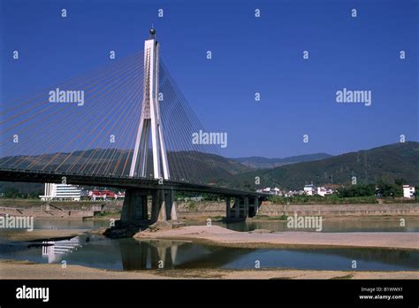 China Yunnan Xishuangbanna Jinghong Bridge Over Mekong River Stock