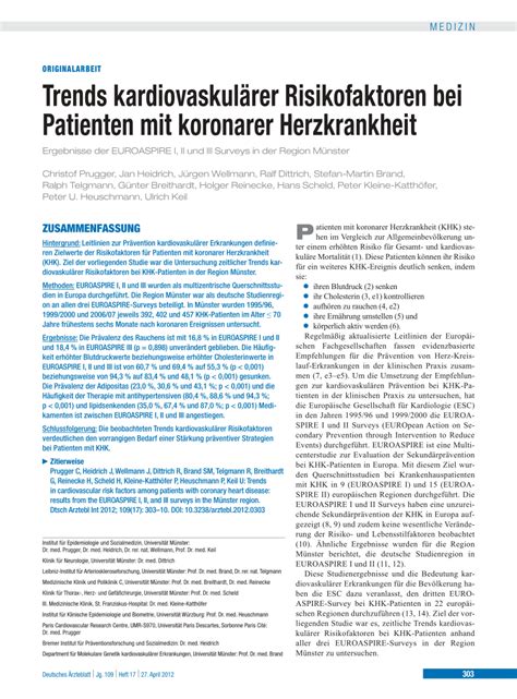 PDF Trends kardiovaskulärer Risikofaktoren bei Patienten mit