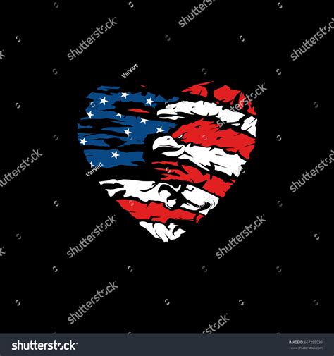 American Flag Heart Vector Stock Vector Royalty Free 667255039