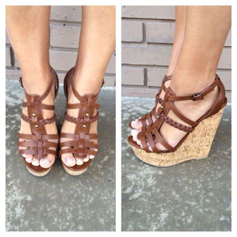 Brown Spine Cork Wedges Heels Sandals Heels Crazy Shoes