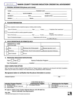 Fillable Online Credential Advisement Form Marin County Office Of