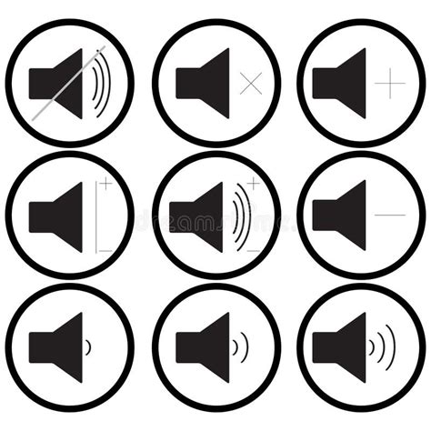 Set Of Sound Icons Monochrome Stock Vector Illustration Of Loud