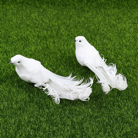 White Birds Artificial Foam Feather Doves Craft Birds Mini Decor Bi Sn