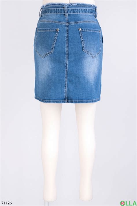 Женская джинсовая синяя юбка с поясом И-Q910 - купить недорого в ...