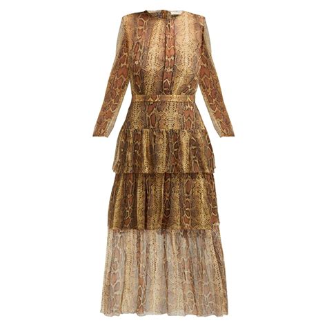 Zimmermann Ruffled Printed Silk Georgette Midi Dress At 1stdibs