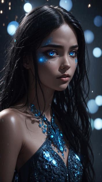 Premium Ai Image Beautiful Elf Warrior In Blue Lightning With