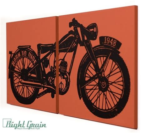 Vintage Motorcycle Wall Art - Custom Made - Great Gift - 12x24