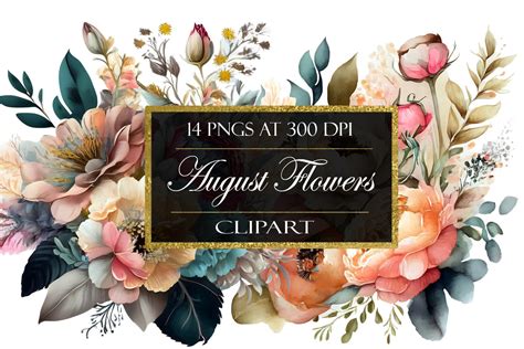 August Flowers Clip Art