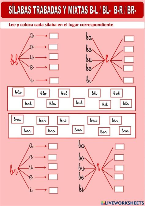 Repaso De Sílabas Trabadas Br Bl Y B L B R Worksheet School Subjects Workbook Videos Tutorial