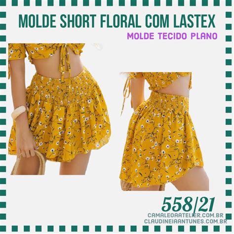 Molde Short Floral Lastex 558 21 CAMALEOA ATELIER DE COSTURA