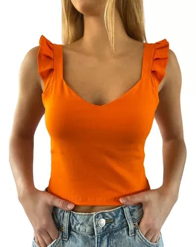 Musculosa Top Con Volado Algodon Y Lycra Premium Ankara MercadoLibre