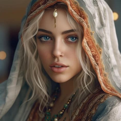 Premium AI Image Beautiful Arabian Oriental Girl Blonde Hair And