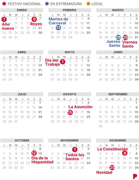 CALENDARIO Laboral De EXTREMADURA De 2024 Con FESTIVOS