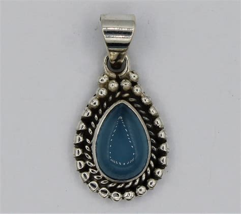 Pendentif Argent Calc Doine Bleue Goutte Perl E Lunas Bijoux