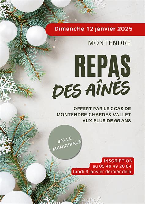 Repas des aînés du 12 janvier 2025 les inscriptions sont ouvertes