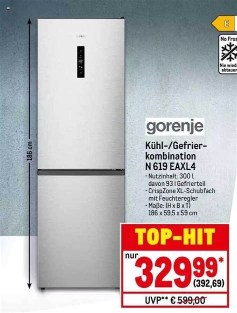 Gorenje kühl gefrierkombination n 619 eaxl4 Angebot bei METRO