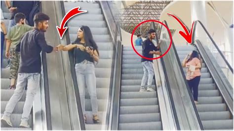 Giving Flying Kiss To Strangers On Escalator Mr Anish Prank Youtube