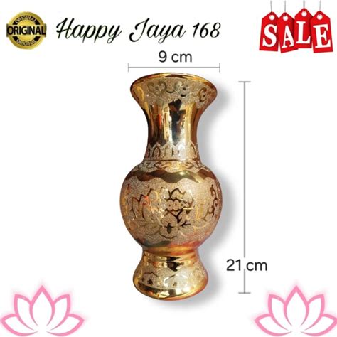 Jual Vas Bunga Keramik Emas Lian Hua 8 Inch Dekorasi Altar Puja