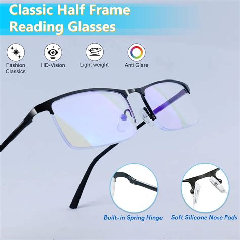 Blue Light Blocking Glasses Lightweight Metal Half Frame Computer Readinggamingtvphones