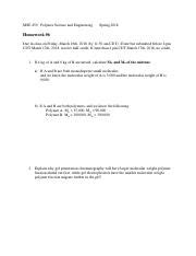 Hw Pdf Mse Polymer Science And Engineering Spring Homework