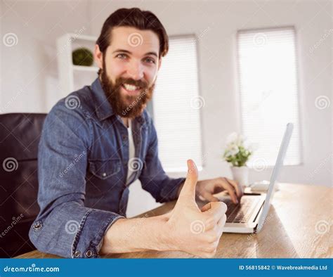 Hipster Businessman Showing Thumbs Up To Camera Stock Photo - Image of ...