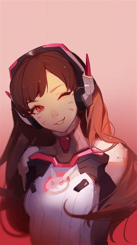 Dva Overwatch Cute Anime Game Art Illustration Red Iphone 6 Plus