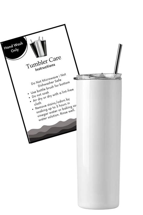 Tumbler Care Cards Ready To Print Instructions Card Tumbler Instructions Cup Care Printable