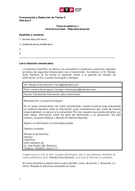 S Formato T Borrador Del Correo Electronico Comprensi N Y