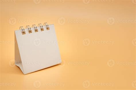 Blank Calendar Isolated On Orange Background Blank Paper Desk Spiral