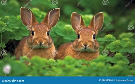 Fluffy Baby Rabbit Celebrates Springtime In Meadow Generated By AI