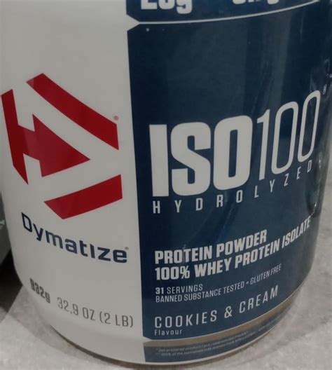 Iso Hydrolyzed Protein Powder Cookies Cream Dymatize Kalorie