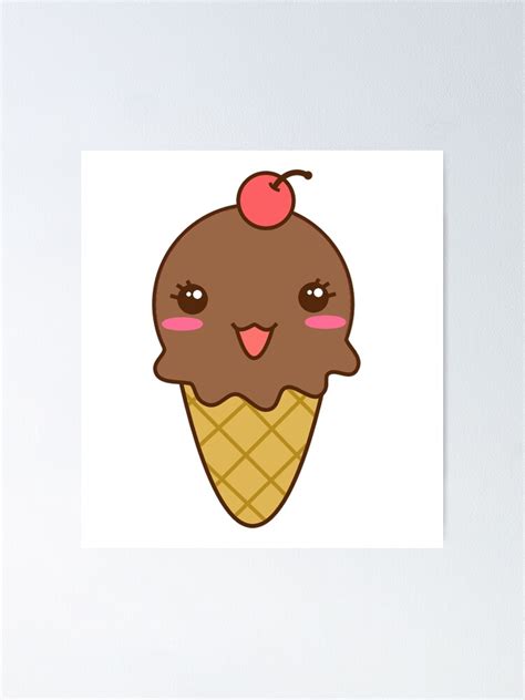 Cute Kawaii Chocolate Ice Cream Poster For Sale By Vangogh