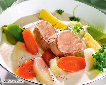 Pochiertes Schweinefilet Mit Bouillon Gem Se Und Meerrettich Rahm