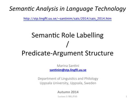 Lecture 3 Semantic Role Labelling Ppt