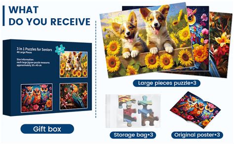 3 Packs Large Piece Puzzle for Seniors - Dementia 48 Pieces Puzzles for ...