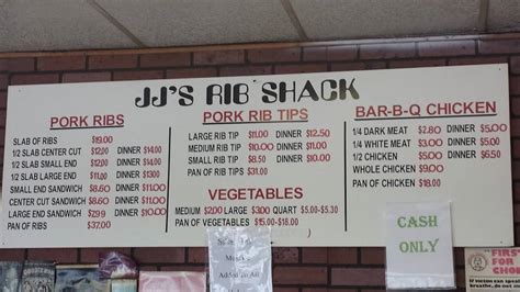 Menu At Jjs Rib Shack Bbq Atlanta