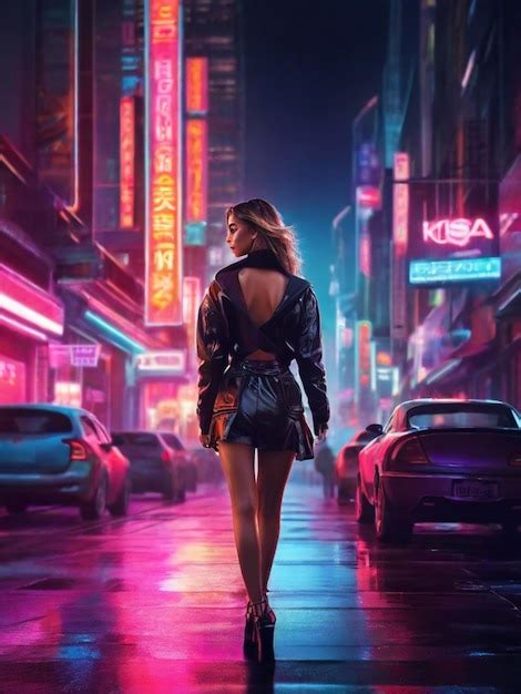 Premium Photo Futuristic Cityscapes With Vibrant Neon Lights Background