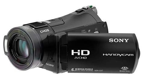 The Sony Handycam Camcorder Is Shown With Its Lens Attached To It S Body