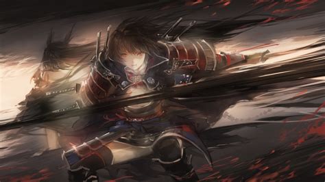 Armor Katana Original Pixiv Fantasia Samurai Sa Yuki Sword Weapon