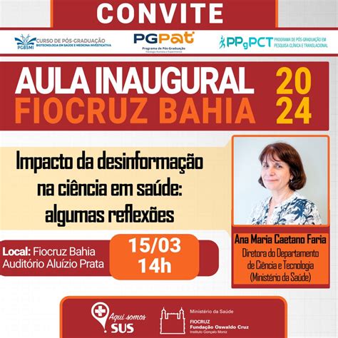 Aula Inaugural Da Fiocruz Bahia Vai Debater Desinforma O Na Ci Ncia Em